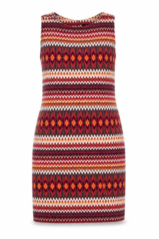 Womens Red Geometric  Pencil Dress  Size M