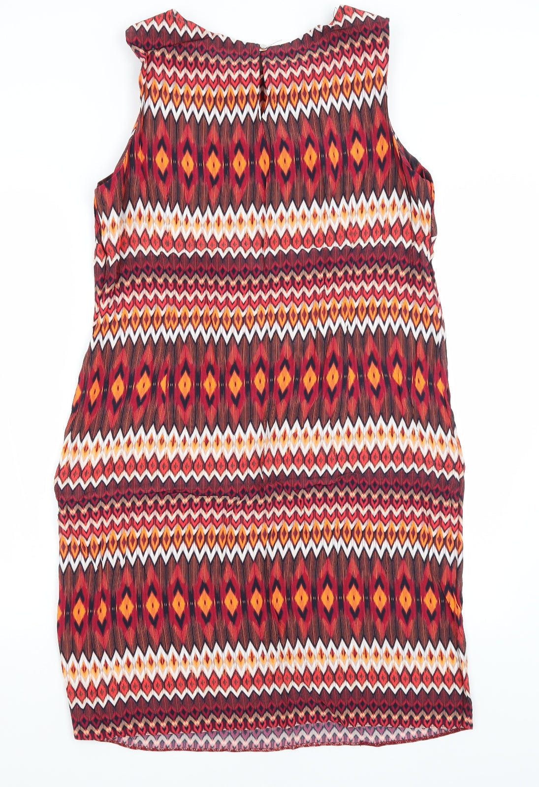 Preworn Womens Red Geometric  Pencil Dress  Size M