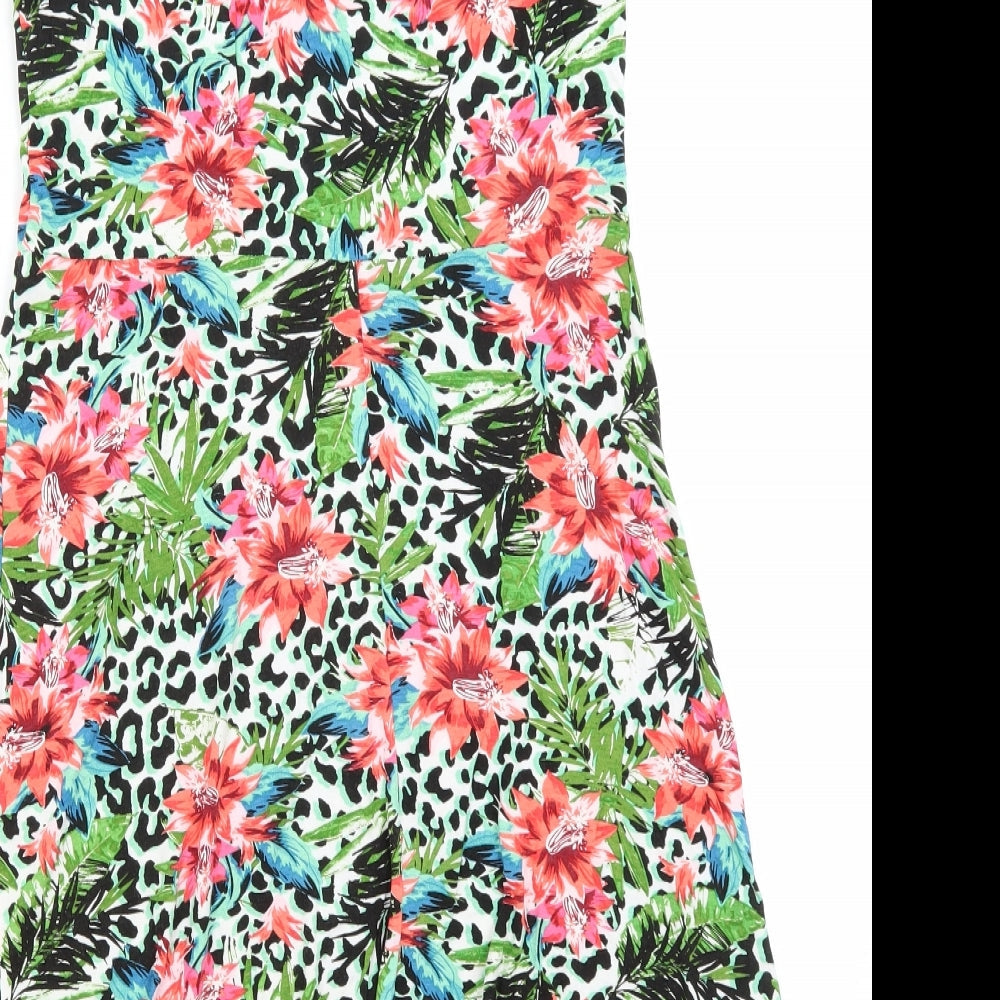 George Womens Green Animal Print  T-Shirt Dress  Size XS