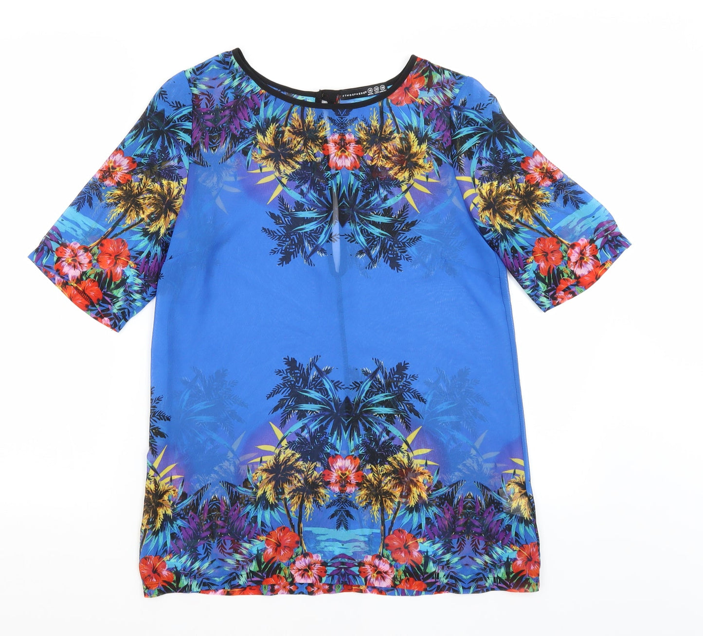 Atmosphere Womens Blue Floral  Basic Blouse Size 10