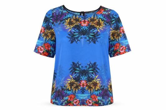 Atmosphere Womens Blue Floral  Basic Blouse Size 10