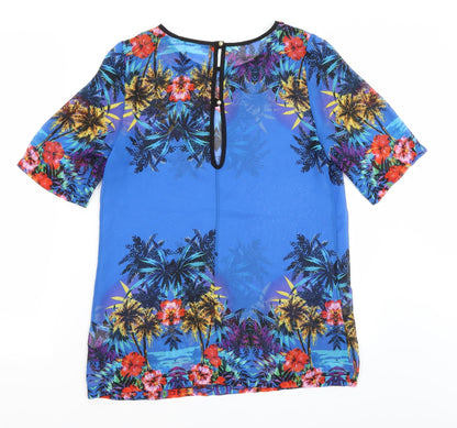 Atmosphere Womens Blue Floral  Basic Blouse Size 10