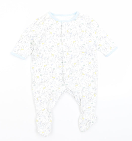 M&S Baby White   Babygrow One-Piece Size 0-3 Months  - Animals