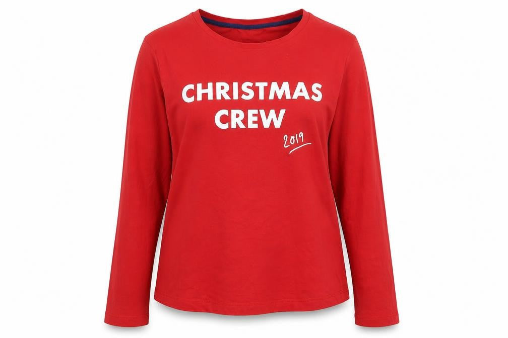 George Womens Red   Basic T-Shirt Size 12  - Christmas Crew 2019
