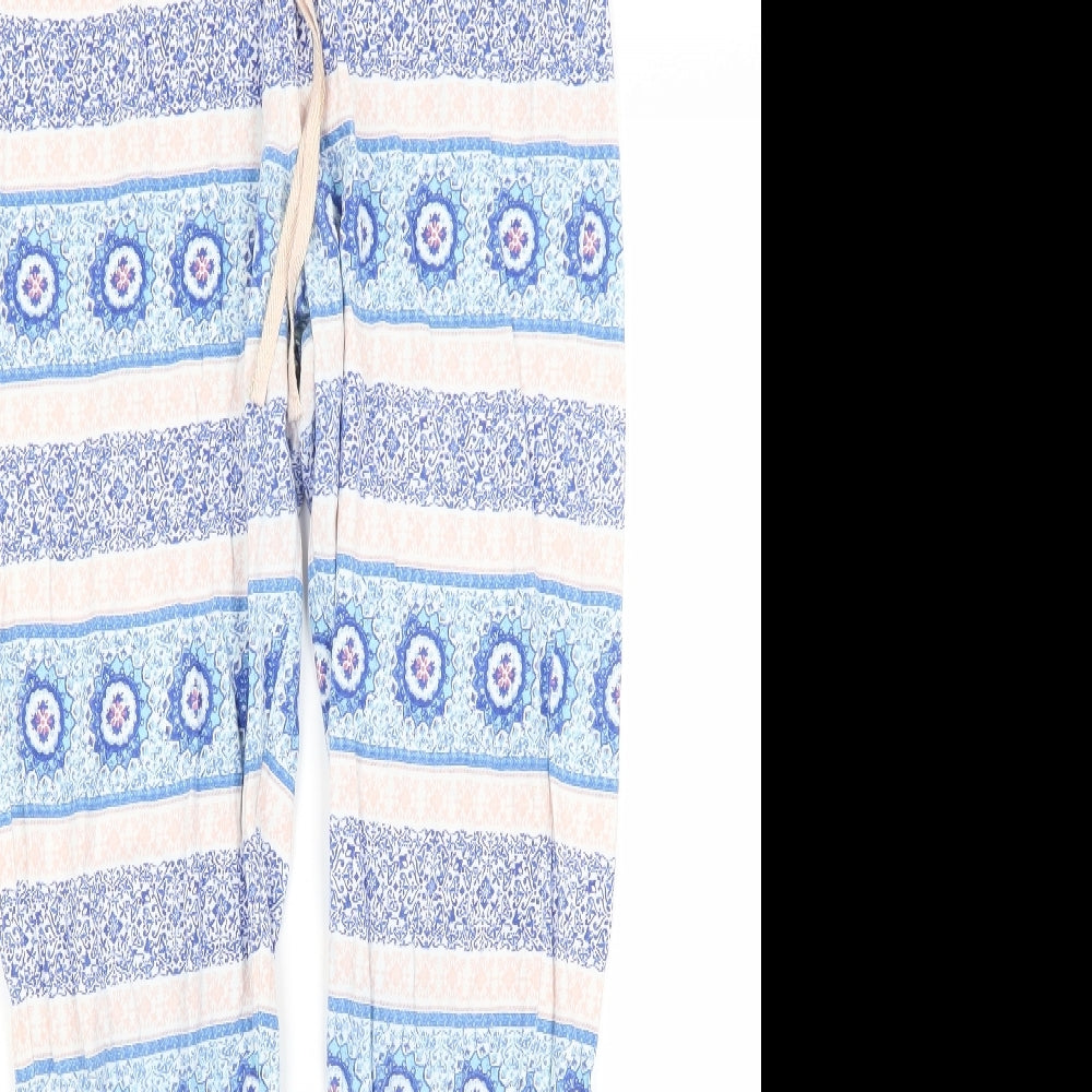 Tu Womens Blue Paisley  Capri Trousers Size 8 L26 in