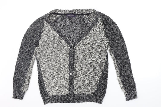 Marks and Spencer Womens Grey Houndstooth  Cardigan Jumper Size 12