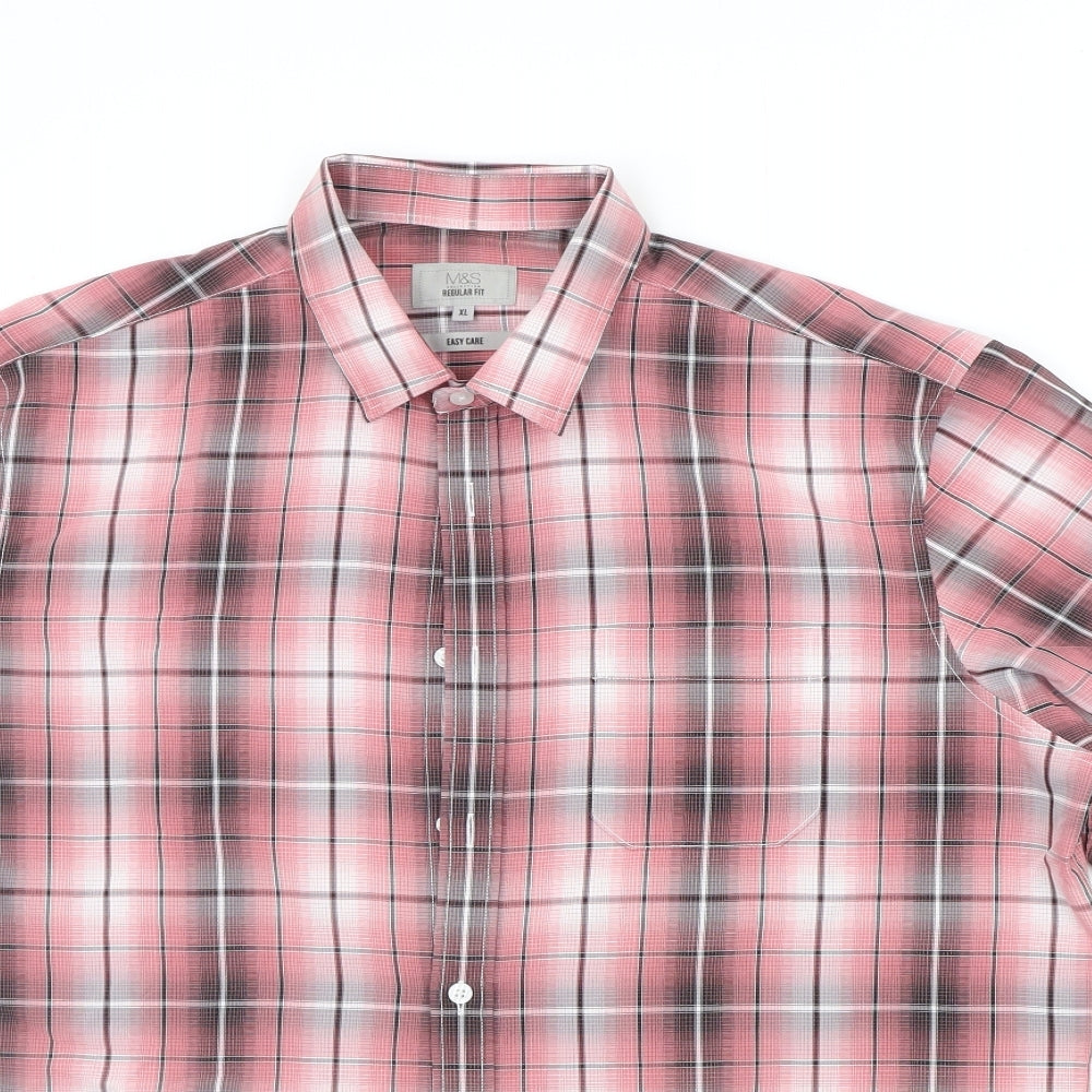 Marks and Spencer Mens Red Check   Button-Up Size XL