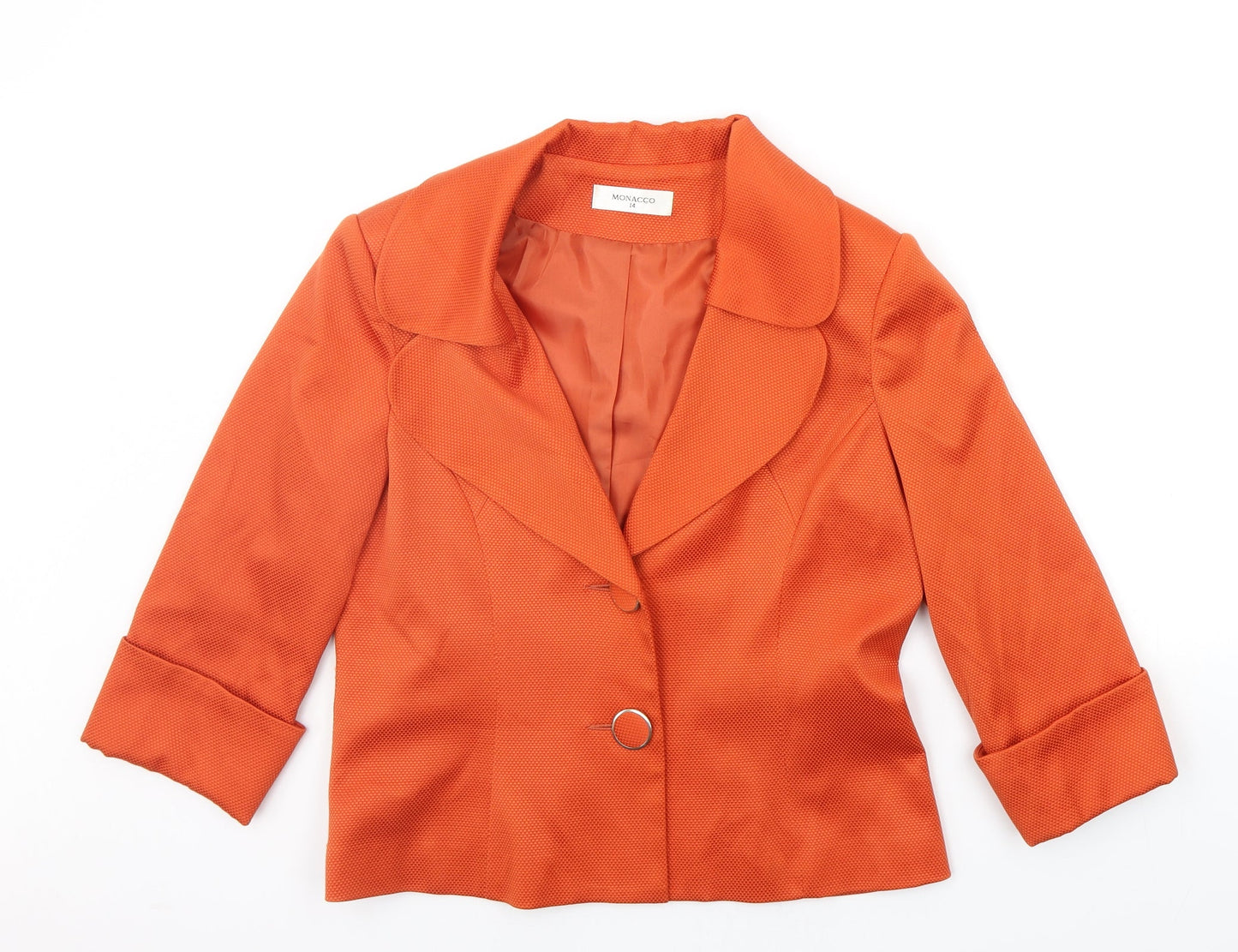 Monacco Womens Orange   Jacket Blazer Size 14