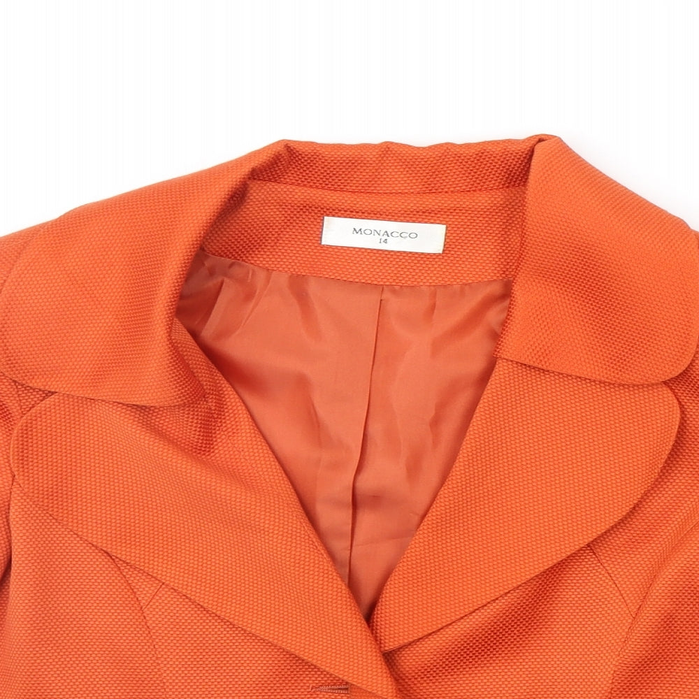 Monacco Womens Orange   Jacket Blazer Size 14