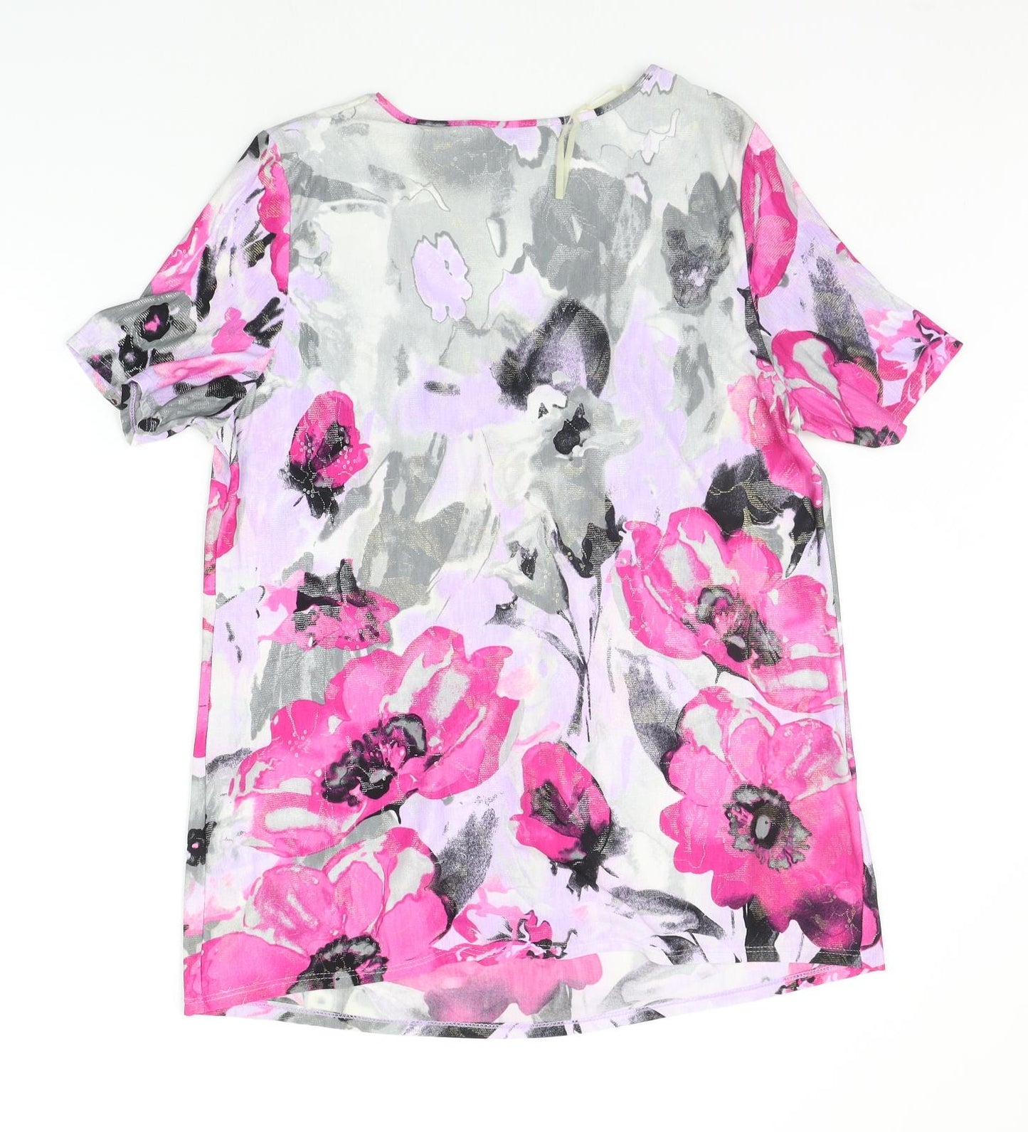 Saloos Womens Pink Floral  Basic T-Shirt Size L