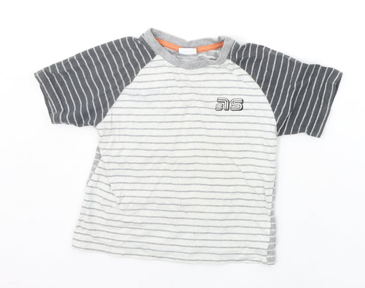 ETHAUSTIN Boys Grey Striped  Basic T-Shirt Size 3-4 Years