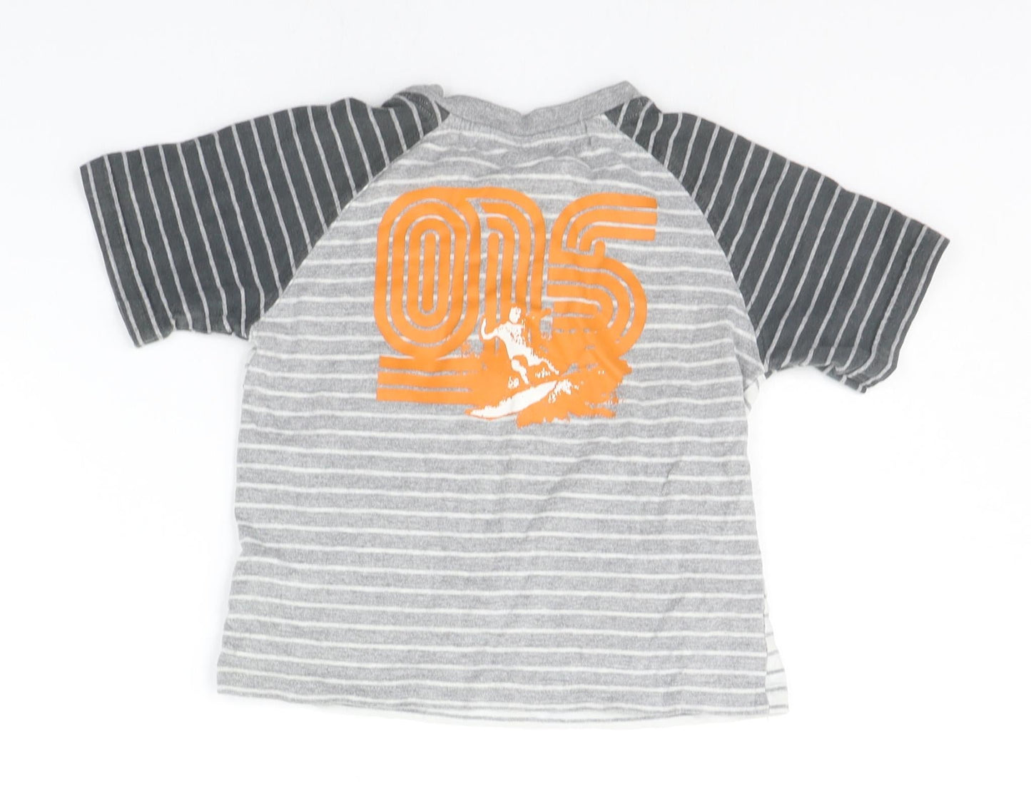 ETHAUSTIN Boys Grey Striped  Basic T-Shirt Size 3-4 Years