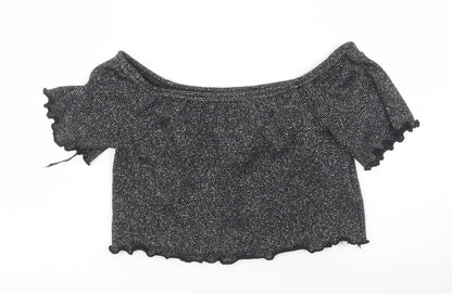 Cameo Rose Womens Silver Cropped Blouse Size 12