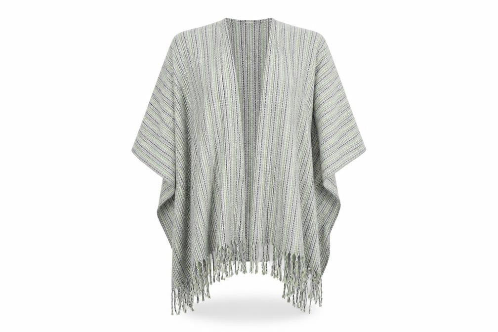 TCM Womens Green Striped Knit Jacket Poncho One Size