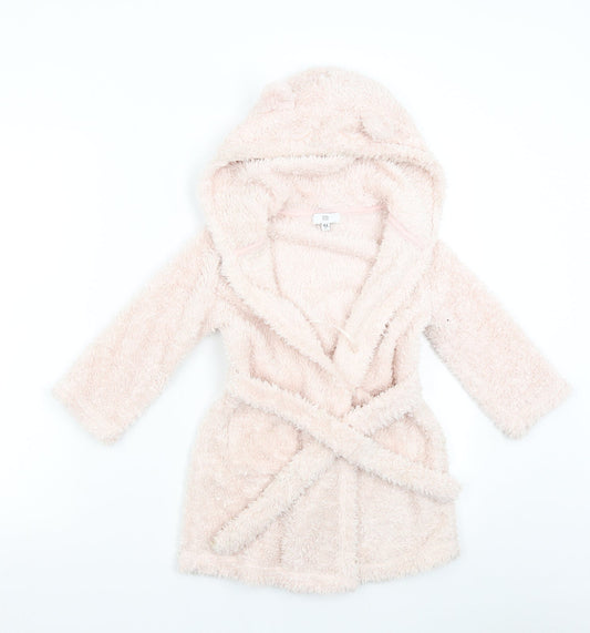 La Redoute Girls Pink Solid Fleece  Gown Size 4 Years