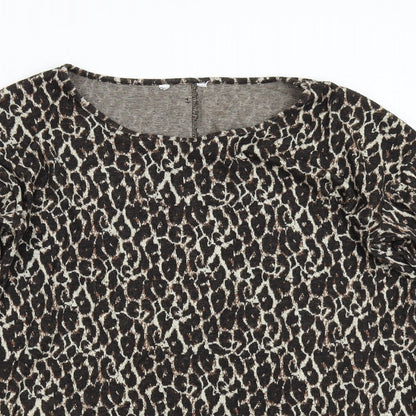 Next Womens Brown Animal Print  Pullover Jumper Size 12