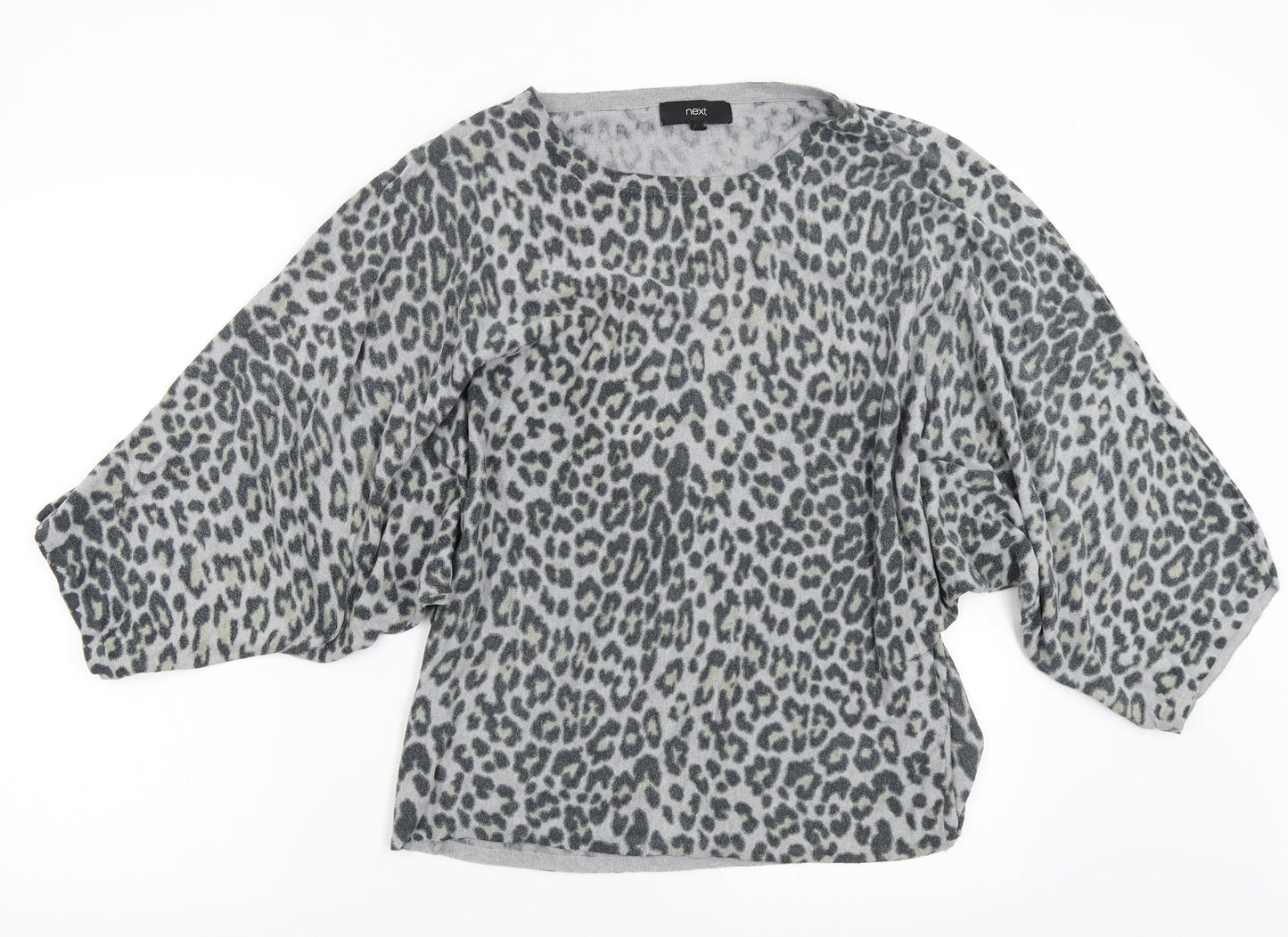 NEXT Womens Grey Animal Print Knit Pullover Jumper Size M