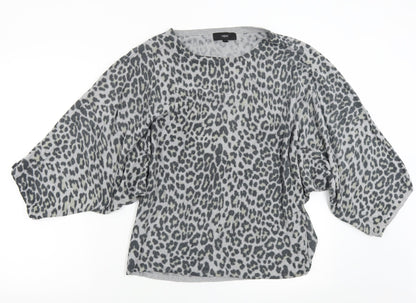 Next Womens Grey Animal Print Knit Pullover Jumper Size M