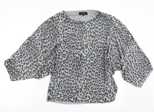 NEXT Womens Grey Animal Print Knit Pullover Jumper Size M