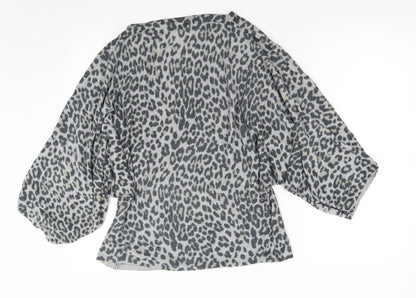 Next Womens Grey Animal Print Knit Pullover Jumper Size M
