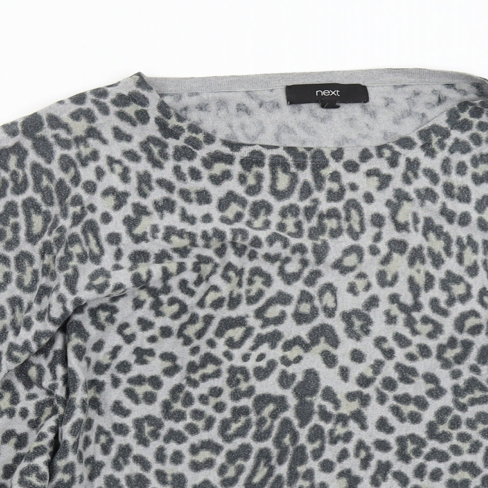 NEXT Womens Grey Animal Print Knit Pullover Jumper Size M