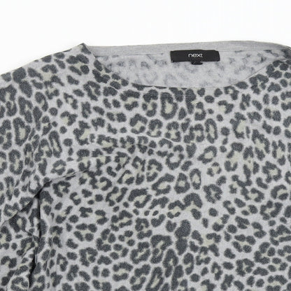 Next Womens Grey Animal Print Knit Pullover Jumper Size M