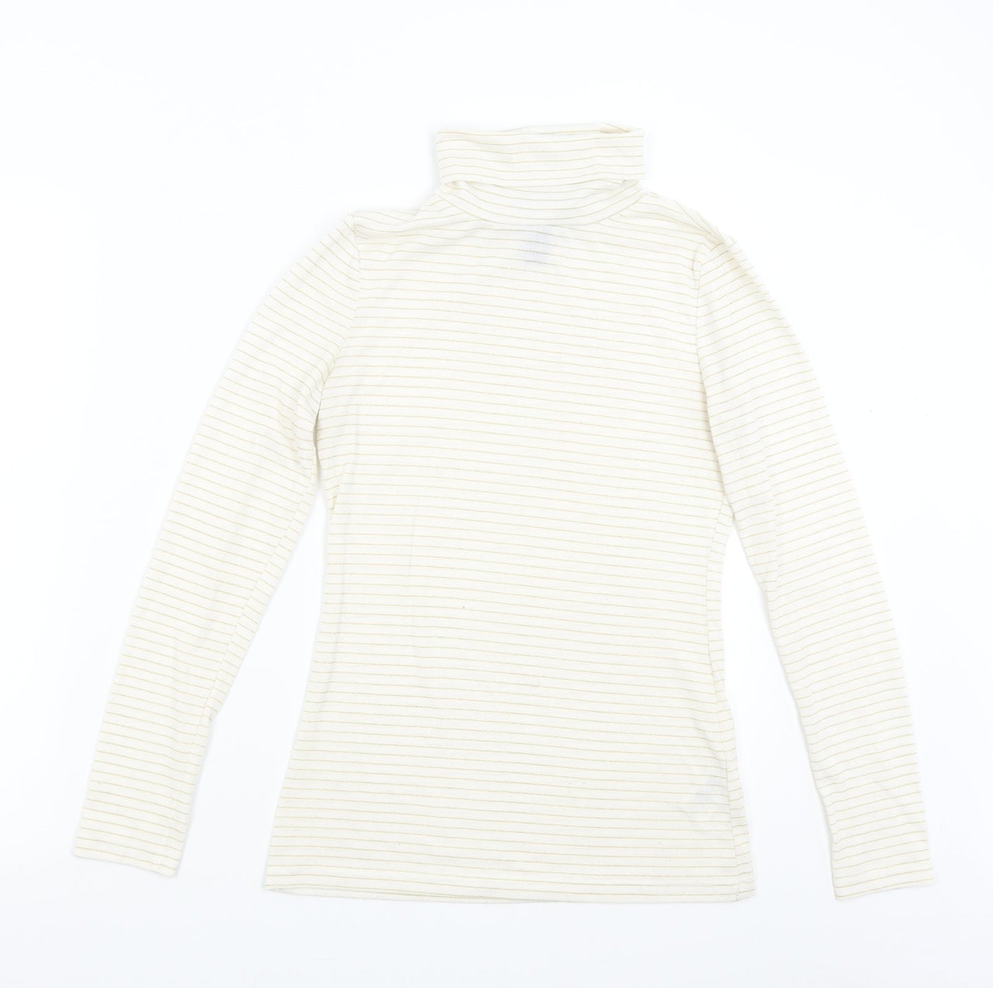 H&M Womens Beige Striped  Basic T-Shirt Size S