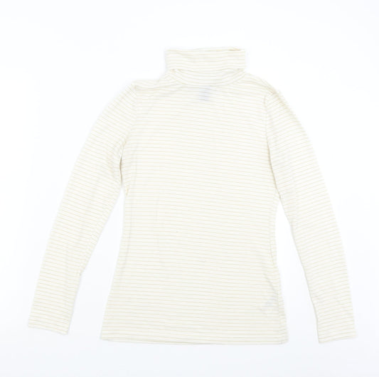 H&M Womens Beige Striped  Basic T-Shirt Size S