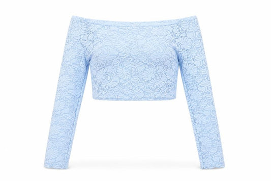 Preworn Womens Blue Floral  Cropped Blouse Size L