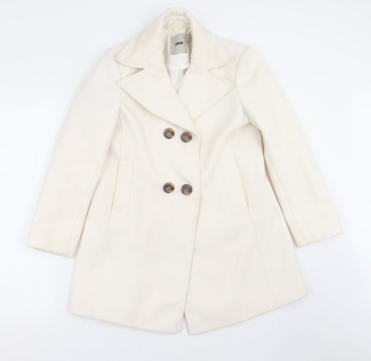 ASOS Womens Ivory   Pea Coat Coat Size 8