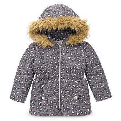 Emoi Girls Grey Animal Print  Parka Jacket Size 3 Years