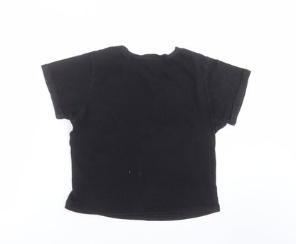 Preloved New Look Girls Black   Basic T-Shirt Size M  - sloth - Back