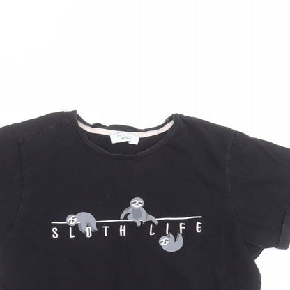Preloved New Look Girls Black   Basic T-Shirt Size M  - sloth - Detail