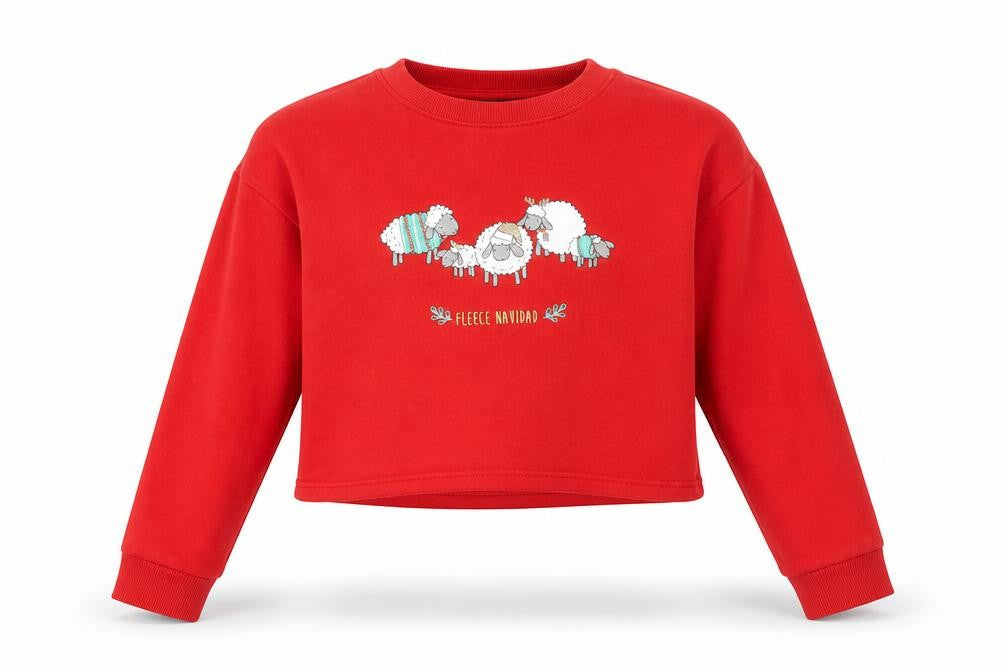 New Look Girls Red   Pullover Sweatshirt Size 9 Years  - sheep, christmas