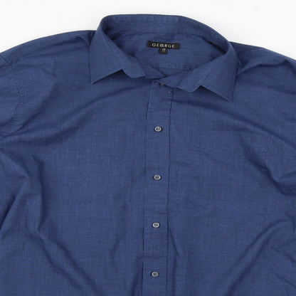 Preloved George Mens Blue    Button-Up Size 17 - Detail