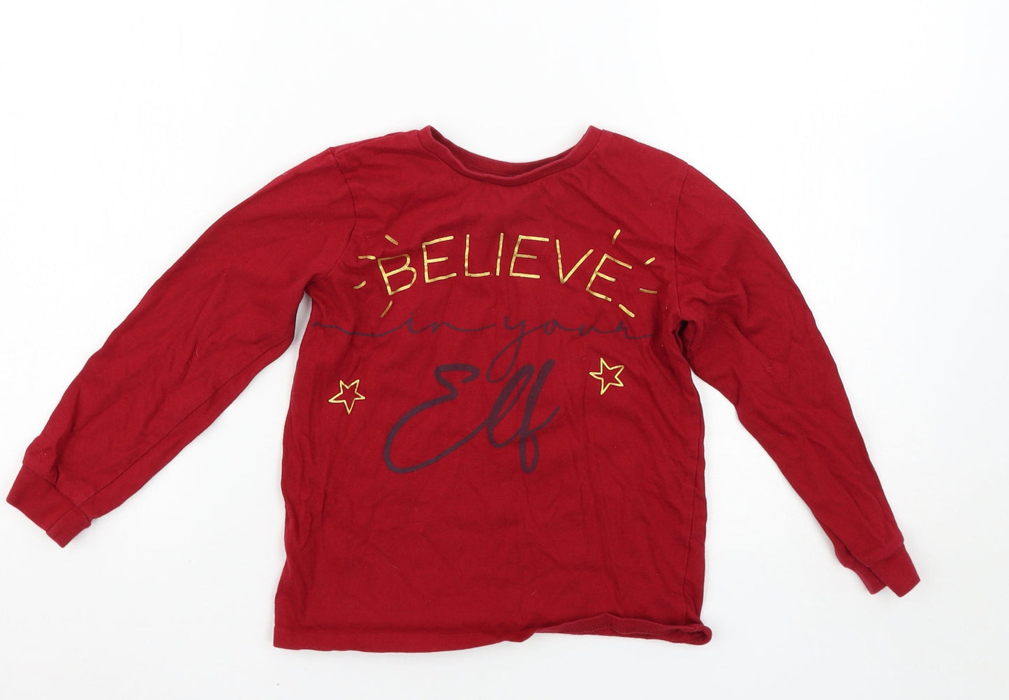 Nutmeg Girls Red Solid  Top Pyjama Top Size 6-7 Years