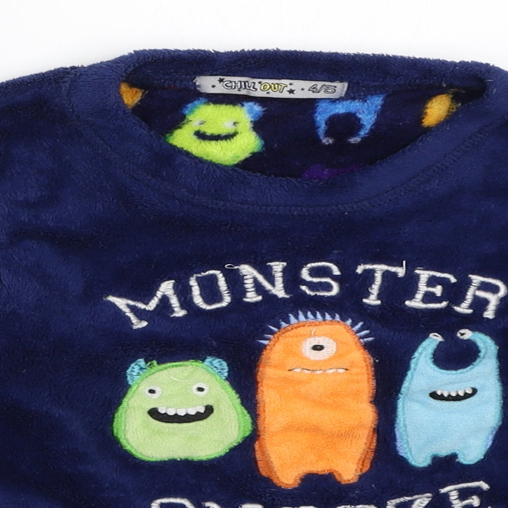 Preworn Boys Blue Solid   Pyjama Top Size 4-5 Years