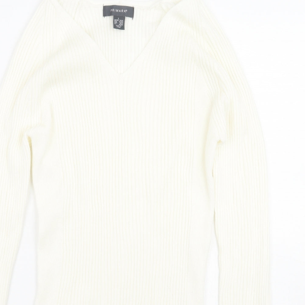 Primark Womens White   Pullover Jumper Size L