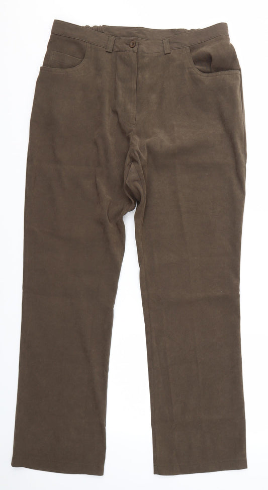 Casual Comfort Womens Green   Dress Pants Trousers Size 16 L31 in