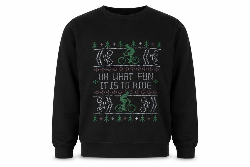 Awdis Mens Black   Pullover Sweatshirt Size S  - Christmas Bicycle