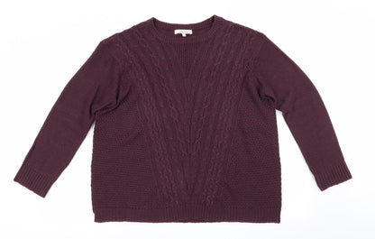 Peacocks Womens Purple   Pullover Jumper Size L  - Cable knit