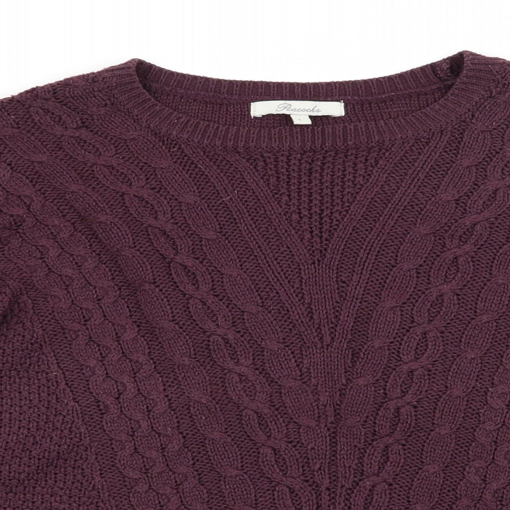 Peacocks Womens Purple   Pullover Jumper Size L  - Cable knit
