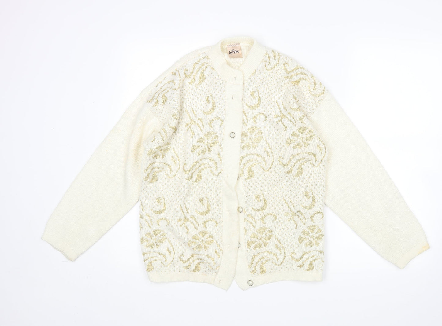 Preworn Womens Beige Floral  Cardigan Jumper Size 12