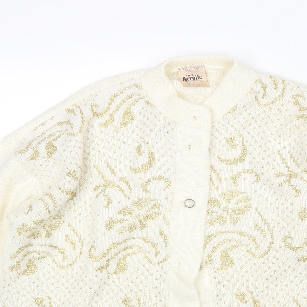 Preworn Womens Beige Floral  Cardigan Jumper Size 12