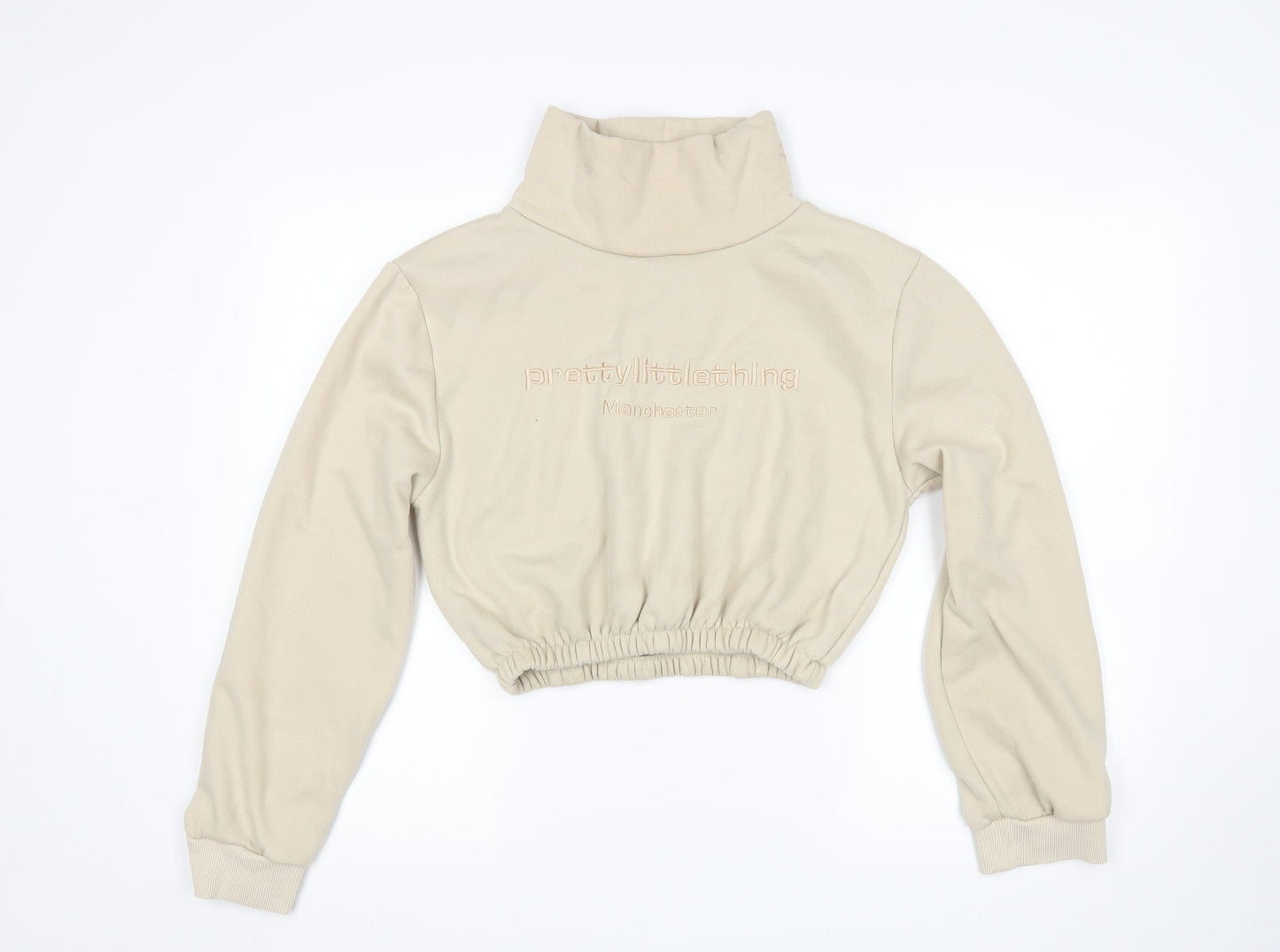 PRETTYLITTLETHING Womens Beige   Pullover Sweatshirt Size M  - Cropped