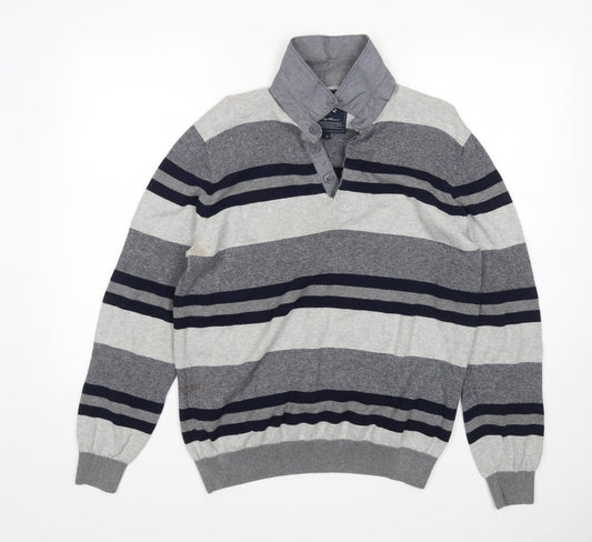 BHS Mens Multicoloured Striped  Pullover Jumper Size M