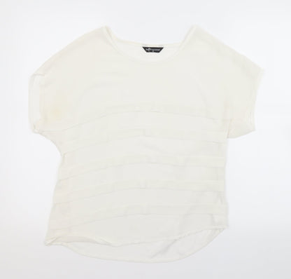 Internacionale Womens White Striped  Basic Blouse Size 10