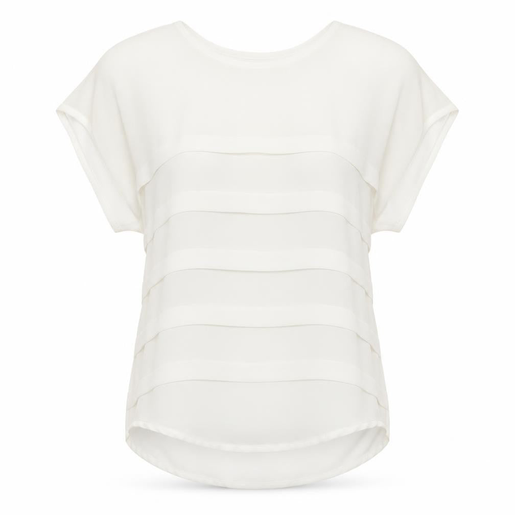 Internacionale Womens White Striped  Basic Blouse Size 10