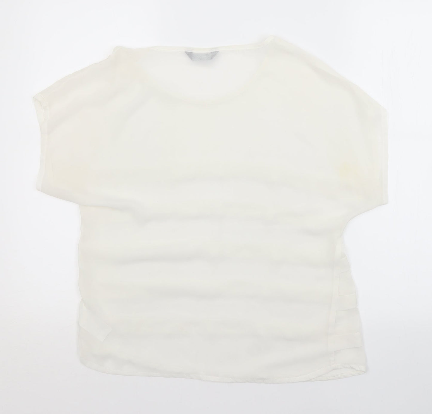 Internacionale Womens White Striped  Basic Blouse Size 10