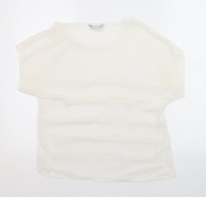 Internacionale Womens White Striped  Basic Blouse Size 10